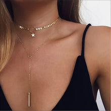 Lade das Bild in den Galerie-Viewer, Collier Chain Necklace Multilayer Moon Alloy Metal Disc Gold Pendant Necklace For Women New Trend Female Jewelry Collar DSers