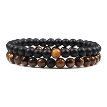 Lade das Bild in den Galerie-Viewer, Set Bracelet Couples Distance Black White Natural Lava Stone Tiger Eye Beaded Yoga Bracelets for Men Women Elastic Rope Jewelry DSers