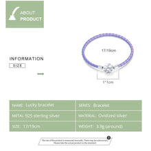 Load image into Gallery viewer, Two Color Lucky Bracelet - 925 Sterling Silver Purple Leather Bracelet Clover European for Women DIY Fine Jewelry