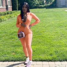 Lade das Bild in den Galerie-Viewer, Streetwear White Knitted Sexy Bodycon Lucky Label Jumpsuit Women Overall 2020 Long Sleeve Skinny Rompers Womens Jumpsuit Female OMG Shop Zone