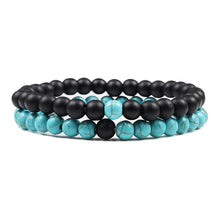 Lade das Bild in den Galerie-Viewer, Set Bracelet Couples Distance Black White Natural Lava Stone Tiger Eye Beaded Yoga Bracelets for Men Women Elastic Rope Jewelry DSers