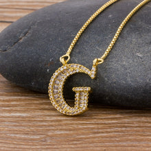 Lade das Bild in den Galerie-Viewer, Top Quality Initial Name Letter Necklace Gold 26 Letters Charm Pendants Micro Pave CZ Copper Chain Jewelry For Women Girls Gifts DSers