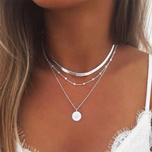 Load image into Gallery viewer, Lotus Necklaces Jewelry Girl Silver Color Bohemia Alloy Necklace Multilayer Chain For Women