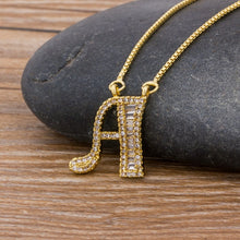 Lade das Bild in den Galerie-Viewer, Top Quality Initial Name Letter Necklace Gold 26 Letters Charm Pendants Micro Pave CZ Copper Chain Jewelry For Women Girls Gifts DSers