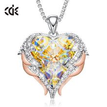 Lade das Bild in den Galerie-Viewer, Silver Necklace Embellished with Crystals Necklace Angel Wings Heart Pendant Valentines Gift DSers