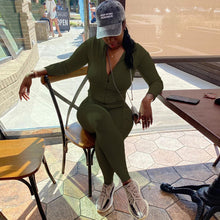 Lade das Bild in den Galerie-Viewer, Streetwear White Knitted Sexy Bodycon Lucky Label Jumpsuit Women Overall 2020 Long Sleeve Skinny Rompers Womens Jumpsuit Female OMG Shop Zone