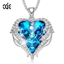 Lade das Bild in den Galerie-Viewer, Silver Necklace Embellished with Crystals Necklace Angel Wings Heart Pendant Valentines Gift DSers