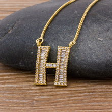 Lade das Bild in den Galerie-Viewer, Top Quality Initial Name Letter Necklace Gold 26 Letters Charm Pendants Micro Pave CZ Copper Chain Jewelry For Women Girls Gifts DSers