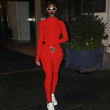 Lade das Bild in den Galerie-Viewer, Streetwear White Knitted Sexy Bodycon Lucky Label Jumpsuit Women Overall 2020 Long Sleeve Skinny Rompers Womens Jumpsuit Female OMG Shop Zone