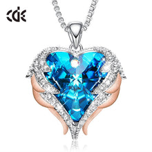 Lade das Bild in den Galerie-Viewer, Silver Necklace Embellished with Crystals Necklace Angel Wings Heart Pendant Valentines Gift DSers