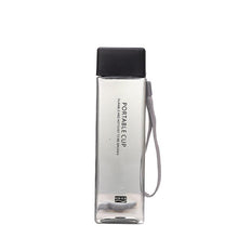 Lade das Bild in den Galerie-Viewer, 1 pcs 450ml transparent square plastic frosted cup outdoor cold juice sports with portable milk rope water cup DSers