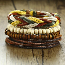 Lade das Bild in den Galerie-Viewer, Handmade Recycled Imitation Braided Wrap Leather Bracelet 4Pcs/ Set DSers