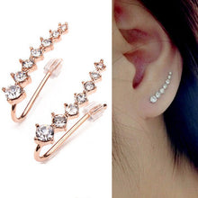 Lade das Bild in den Galerie-Viewer, Italina Rhinestone Crystal Ear Cuff Earrings 18K Rose Gold Plated