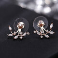 Lade das Bild in den Galerie-Viewer, Silver Needle Leaves Cubic Zircon Crystal Stud Earrings For Women