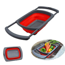 Lade das Bild in den Galerie-Viewer, Kitchen Collapsible Silicone Colander Strainer Expands to 24 Over the Sink Basket Cooking Water Drainage