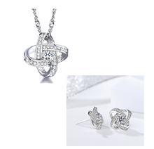 Lade das Bild in den Galerie-Viewer, Sterling Silver Four-leaf Clover Earring Necklace cjdropshipping
