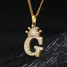 Load image into Gallery viewer, A-Z Crown Alphabet Pendant Necklace cjdropshipping
