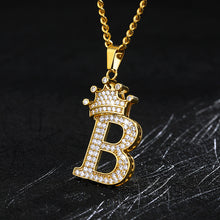 Load image into Gallery viewer, A-Z Crown Alphabet Pendant Necklace cjdropshipping
