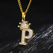 Load image into Gallery viewer, A-Z Crown Alphabet Pendant Necklace cjdropshipping
