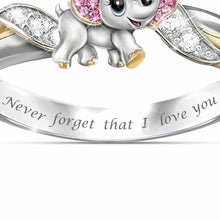 Lade das Bild in den Galerie-Viewer, Never Forget I Love You Silver Cute Pink Elephant Crystal Zircon Engagement Ring Accessories Lover&#39;s Gift Anniversary Jewelry
