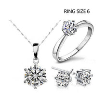 Load image into Gallery viewer, Silver Color Fashion Jewelry Sets Cubic Zircon Statement Necklace &amp; Earrings Rings Wedding Jewelry for Women Gift
