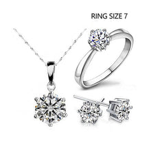 Load image into Gallery viewer, Silver Color Fashion Jewelry Sets Cubic Zircon Statement Necklace &amp; Earrings Rings Wedding Jewelry for Women Gift
