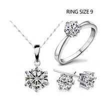 Load image into Gallery viewer, Silver Color Fashion Jewelry Sets Cubic Zircon Statement Necklace &amp; Earrings Rings Wedding Jewelry for Women Gift
