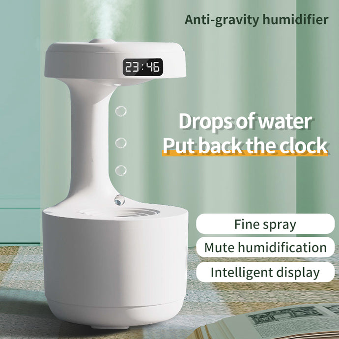 Anti Gravity Water Drop Backflow Aroma Humidifier with Digital Clock cjdropshipping