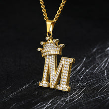 Load image into Gallery viewer, A-Z Crown Alphabet Pendant Necklace cjdropshipping
