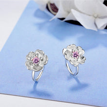 Lade das Bild in den Galerie-Viewer, Todorova Korea Style Crystal Cherry Blossom Flower Clip on Earrings Without Piercing for Girls Party Sweet No Hole Ear Clip
