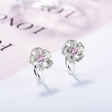 Lade das Bild in den Galerie-Viewer, Todorova Korea Style Crystal Cherry Blossom Flower Clip on Earrings Without Piercing for Girls Party Sweet No Hole Ear Clip
