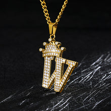 Load image into Gallery viewer, A-Z Crown Alphabet Pendant Necklace cjdropshipping

