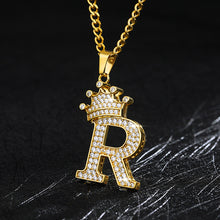 Load image into Gallery viewer, A-Z Crown Alphabet Pendant Necklace cjdropshipping
