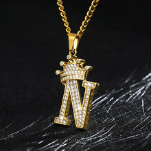 Load image into Gallery viewer, A-Z Crown Alphabet Pendant Necklace cjdropshipping
