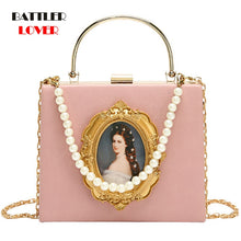 Load image into Gallery viewer, Fashion Box Evening Bag Diamond Clutch Bag Beauty Girl Pearl Luxury Handbag Banquet Party Metal HandlePurse Women&#39;s Shoulder Bag
