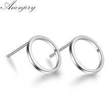 Lade das Bild in den Galerie-Viewer, ANENJERY 925 Sterling Silver Simple Geometric Circle Square Triangle Stud Earrings For Women Gift Oorbellen S-E535
