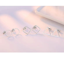 Lade das Bild in den Galerie-Viewer, ANENJERY 925 Sterling Silver Simple Geometric Circle Square Triangle Stud Earrings For Women Gift Oorbellen S-E535
