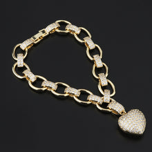 Lade das Bild in den Galerie-Viewer, Micro Inlaid Heart-Shaped Necklace And Bracelet Set cjdropshipping
