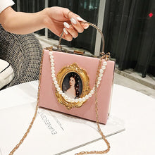 Load image into Gallery viewer, Fashion Box Evening Bag Diamond Clutch Bag Beauty Girl Pearl Luxury Handbag Banquet Party Metal HandlePurse Women&#39;s Shoulder Bag
