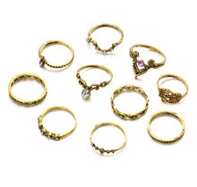 Lade das Bild in den Galerie-Viewer, Purple Diamond Ring Set Hollow Twist Palm Crown Joint Combination 10 Pieces cjdropshipping

