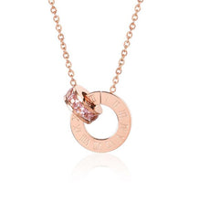 Load image into Gallery viewer, Couple Jewelry Austrian Crystal Love Necklace Luxury Brand Roman Numerical Necklace For Women Two Circle Pendant Clavicle
