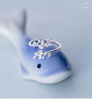 Lade das Bild in den Galerie-Viewer, 925 Sterling Silver Crystal Leaf Rings For Women Wedding Jewelry Adjustable Antique Finger Ring Anillos eprolo
