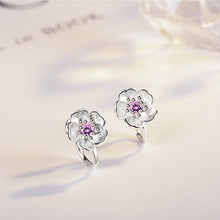 Lade das Bild in den Galerie-Viewer, Todorova Korea Style Crystal Cherry Blossom Flower Clip on Earrings Without Piercing for Girls Party Sweet No Hole Ear Clip
