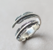 Load image into Gallery viewer, European and American fashion jewelry Black Retro personality ring female opening feather ring cjdropshipping
