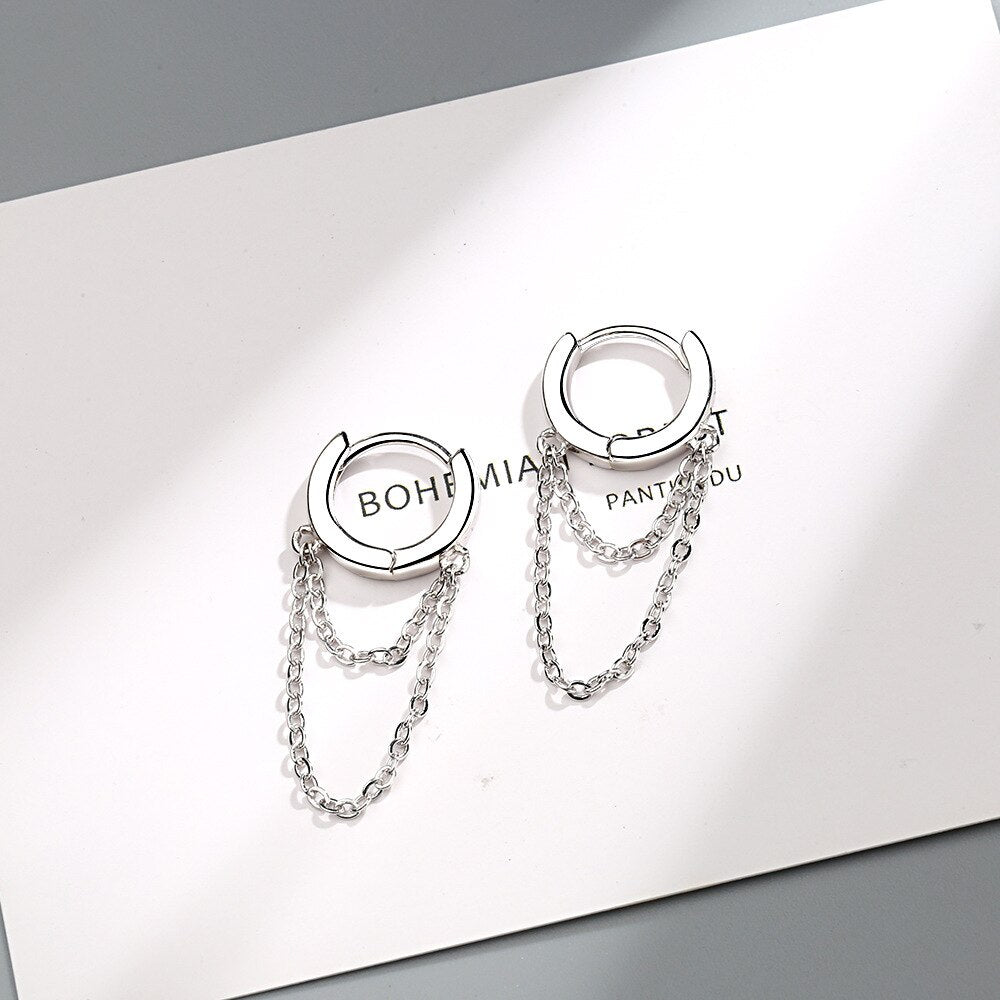 Gold Silver Long Chain Earring For Women 925 Sterling Silver Earrings Fashion Silver Jewelry korean New 2020 oorbellen