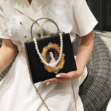 Load image into Gallery viewer, Fashion Box Evening Bag Diamond Clutch Bag Beauty Girl Pearl Luxury Handbag Banquet Party Metal HandlePurse Women&#39;s Shoulder Bag
