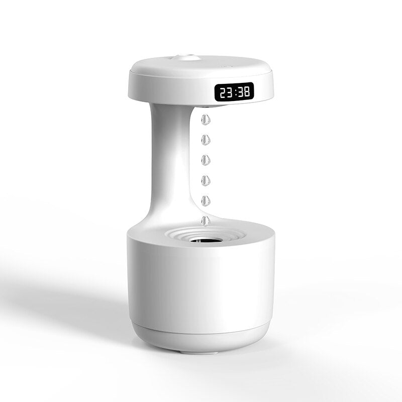 Anti Gravity Water Drop Backflow Aroma Humidifier with Digital Clock cjdropshipping