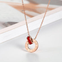 Load image into Gallery viewer, Couple Jewelry Austrian Crystal Love Necklace Luxury Brand Roman Numerical Necklace For Women Two Circle Pendant Clavicle
