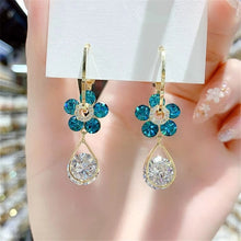 Load image into Gallery viewer, Fashion Blue Crystal Flower Earrings Blossom Online UG
