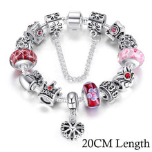Lade das Bild in den Galerie-Viewer, Silver Charms Bracelet &amp; Bangles With Queen Crown Beads Bracelet for Women

